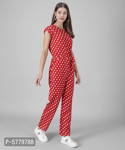 Women Red White Polka Dot Jumpsuits-thumb2