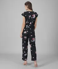 Vivient women Black Base floral printed jumpsuits-thumb2