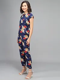Vivient Women Nevy Color Red Flower Printed Jumpsuit-thumb1