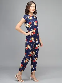 Vivient Women Nevy Color Red Flower Printed Jumpsuit-thumb2