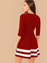 Elizy Women Red Bottom White Double Stripe Midi Dress-thumb1
