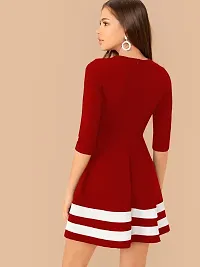 Stylish Cotton Blend Red Solid Dress For Women-thumb1