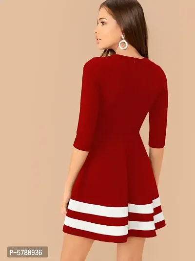 Elizy Women Red Bottom White Double Stripe Midi Dress-thumb2