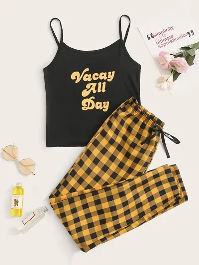 Trendy Cotton Printed Top with Checked Bottom Co-ord set