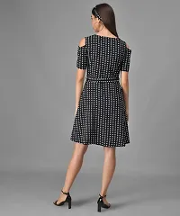 Women Black Base White Polka Dot Cutout Sleeves Short dress-thumb3