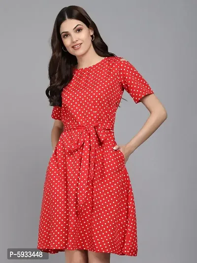 Trendy Polka Dot Crepe Dress for Women-thumb0