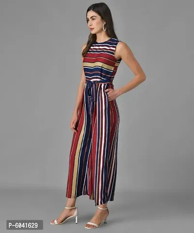 Trendy Women Multicolour Striped Fit and Flare Jumpsuit-thumb4