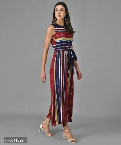 Trendy Women Multicolour Striped Fit and Flare Jumpsuit-thumb5