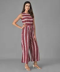 Trendy Women Maroon and Red Striped Fit and Flare Jumpsuit-thumb1