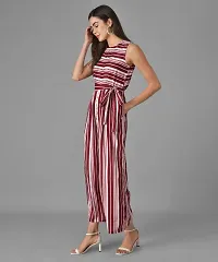 Trendy Women Maroon and Red Striped Fit and Flare Jumpsuit-thumb2