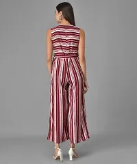 Trendy Women Maroon and Red Striped Fit and Flare Jumpsuit-thumb3