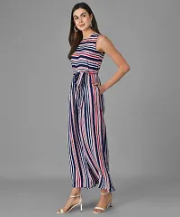 Trendy Women Red and Blue Striped Fit and Flare Jumpsuit-thumb1