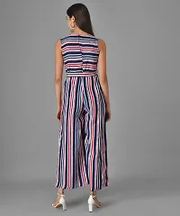 Trendy Women Red and Blue Striped Fit and Flare Jumpsuit-thumb3