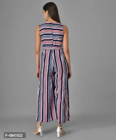 Trendy Women Red and Blue Striped Fit and Flare Jumpsuit-thumb4