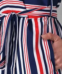 Trendy Women Red and Blue Striped Fit and Flare Jumpsuit-thumb4