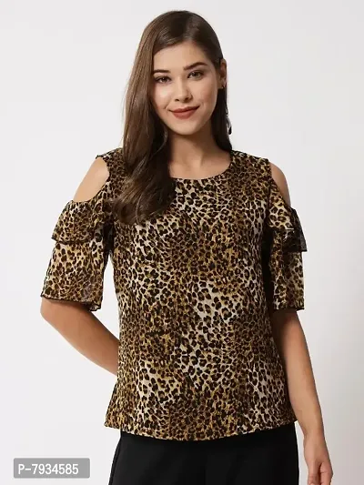 Women Tiger printed Cold Shoulder Top
