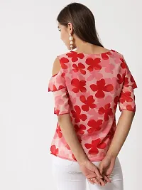 Women Pink Floral printed Cold Shoulder Top-thumb3