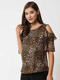 Women Tiger printed Cold Shoulder Top-thumb1