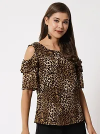 Women Tiger printed Cold Shoulder Top-thumb2