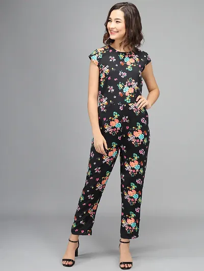 Multi-colour Crepe Printed Jumpsuits For Women