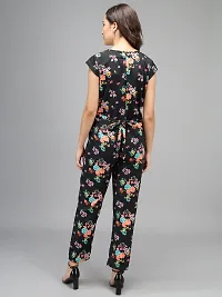 Elizy Women Multicolor Floral Printed Black Crepe Jumpsuite-thumb2