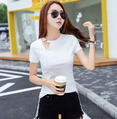 Elegant Blend Key Hole Neck Top For Women