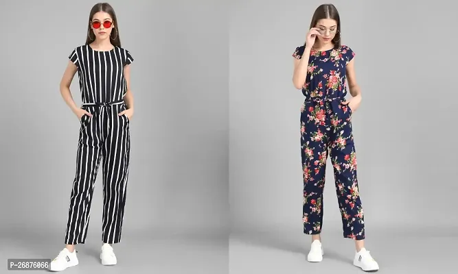 Trendy Crepe Printed Jumpsuits For Women Pack of 2-thumb0