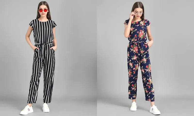 Trendy Crepe Printed Jumpsuits For Women Pack Of 2