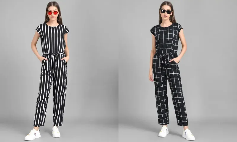 Trendy Crepe Printed Jumpsuits For Women Pack Of 2