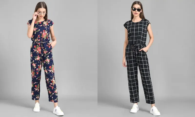 Trendy Crepe Printed Jumpsuits For Women Pack Of 2