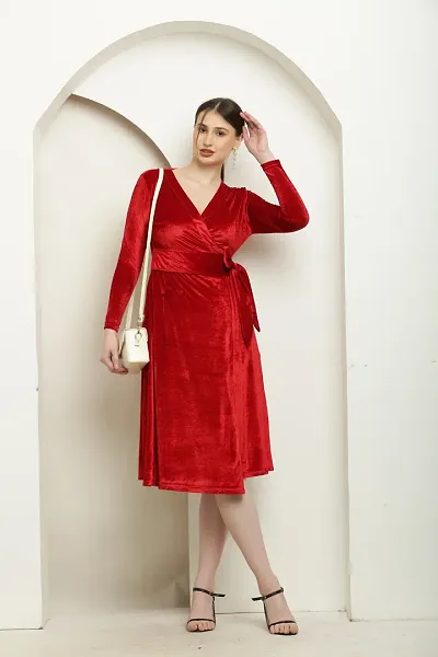 Stylish Velvet Dress/Wrap Dress  for Women