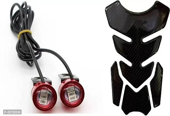 Tank Pad 7D 7DCF-1 stickers+LED Strobe Light Red universal for all bike set of 2 Bike Tank Pad