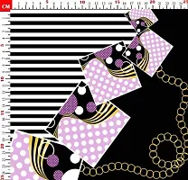 TailoringIndia BlackWhite Stripe Print On Fabric Material | Poly Cambric | Multi | 1 Meter | TI-1436-Poly Cambric_1 Meter-thumb1