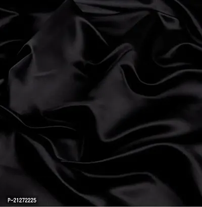 TailoringIndia Multi Purpose Solid Black Heavy Dull Satin Combination Fabric, 2 Meter (Set of 1)-thumb3