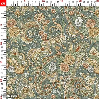 TailoringIndia Persian Paisley Wallpaper Print On Fabric Material | Creap Silk Blend | Multi | 1 Meter | TI_Ethnic_49-Creap Silk Blend_1 Meter-thumb2