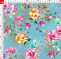 TailoringIndia Beautiful Bright Watercolor Flower Print On Fabric Material | Japan Satin | Multi | 1 Meter | TI-1398-Japan Satin_1 Meter-thumb1