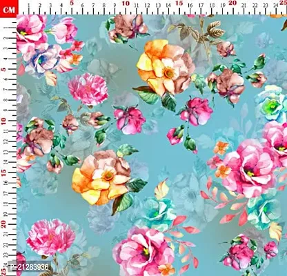 TailoringIndia Beautiful Bright Watercolor Flower Print On Fabric Material | Japan Satin | Multi | 1 Meter | TI-1398-Japan Satin_1 Meter-thumb2