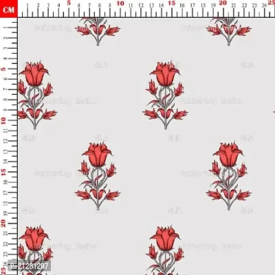 TailoringIndia Red Rose Mughal Print On Fabric Material | Soft Satin | Multi | 1 Meter | TI_MUGHAL_55-Soft Satin_1 Meter-thumb2