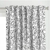 Beatiful White Kids Pattern Cotton Linen Digital Printed Door Curtains, 9 Feet-thumb1