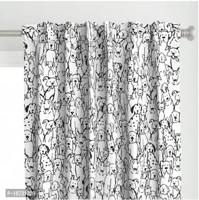 Beatiful White Kids Pattern Cotton Linen Digital Printed Door Curtains, 9 Feet-thumb2