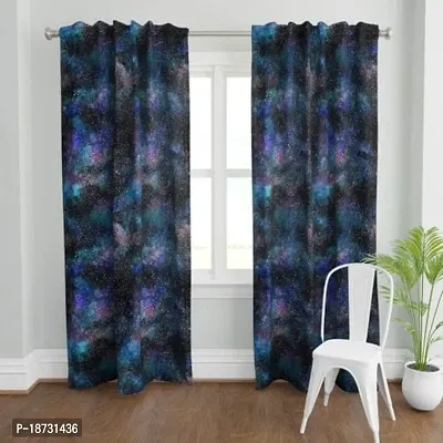 Beatiful Multi Shibori Pattern Cotton Linen Digital Printed Door Curtains, 9 Feet-thumb0