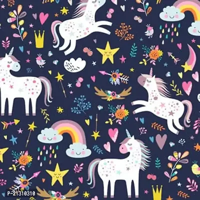 TailoringIndia Unicorn Animal Print On Fabric Material | Georgette | 1 Meter | Multi | TI-790-Georgette_2 Meter-thumb0