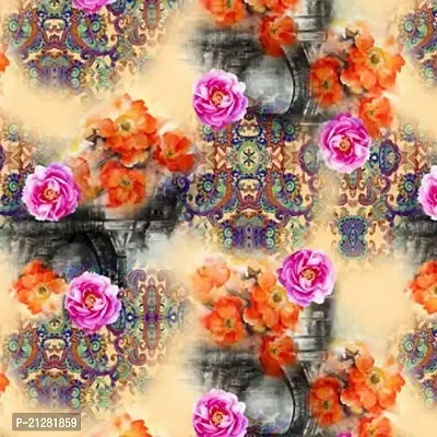 TailoringIndia HD Flower Wallpaper Print On Fabric Material | Georgette | Multi | 1 Meter | TI-1404-Georgette_1 Meter-thumb0