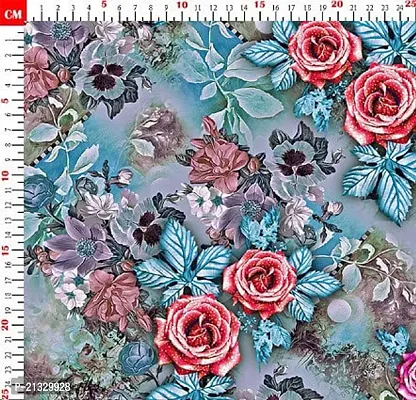 TailoringIndia Decora Flower Print On Fabric Material | Soft Satin | 1 Meter | Multi | TI-1376-Soft Satin_2 Meter-thumb2