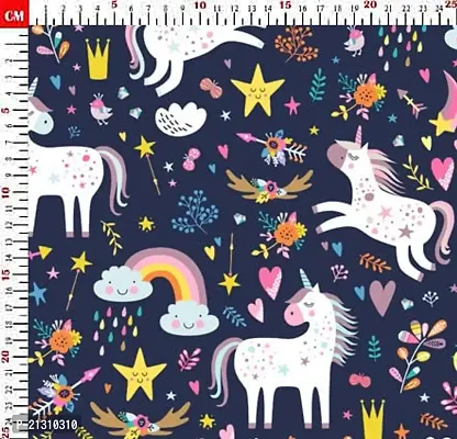 TailoringIndia Unicorn Animal Print On Fabric Material | Georgette | 1 Meter | Multi | TI-790-Georgette_2 Meter-thumb2