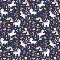 TailoringIndia Unicorn Animal Print On Fabric Material | Georgette | 1 Meter | Multi | TI-790-Georgette_2 Meter-thumb2