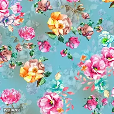 TailoringIndia Beautiful Bright Watercolor Flower Print On Fabric Material | Japan Satin | Multi | 1 Meter | TI-1398-Japan Satin_1 Meter-thumb0