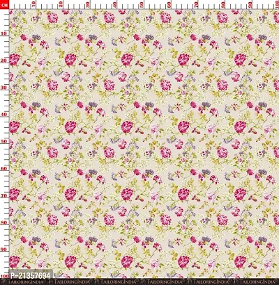 TailoringIndia Floral Flower Print On Fabric Material | Kota Doriya | 3 Meter | Multi | TI_91-Kota Doriya_3 Meter-thumb3