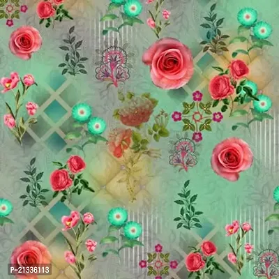 TailoringIndia Home Furnishing Rose Flower Print On Fabric Material | Georgette | 2.5 Meter | Multi | TI-1391-Georgette_2.5 Meter-thumb0