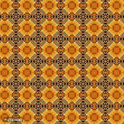 TailoringIndia Yellow Wallpaper Ajrakh Print On Fabric Material | Poly Linen Blend | 1 Meter | Multi | TI-938-Poly Linen Blend_2 Meter-thumb0